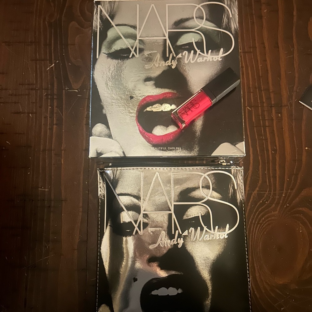NARS Andy Warhol Cosmetic Bag with lip gloss